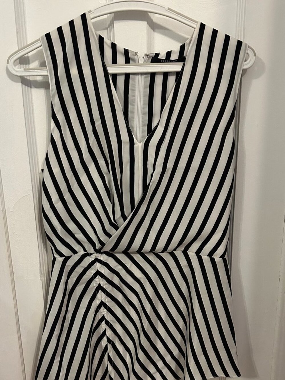 Derek Lam Silk Striped Peplum Blouse | Black & White | Size M | Good Condition